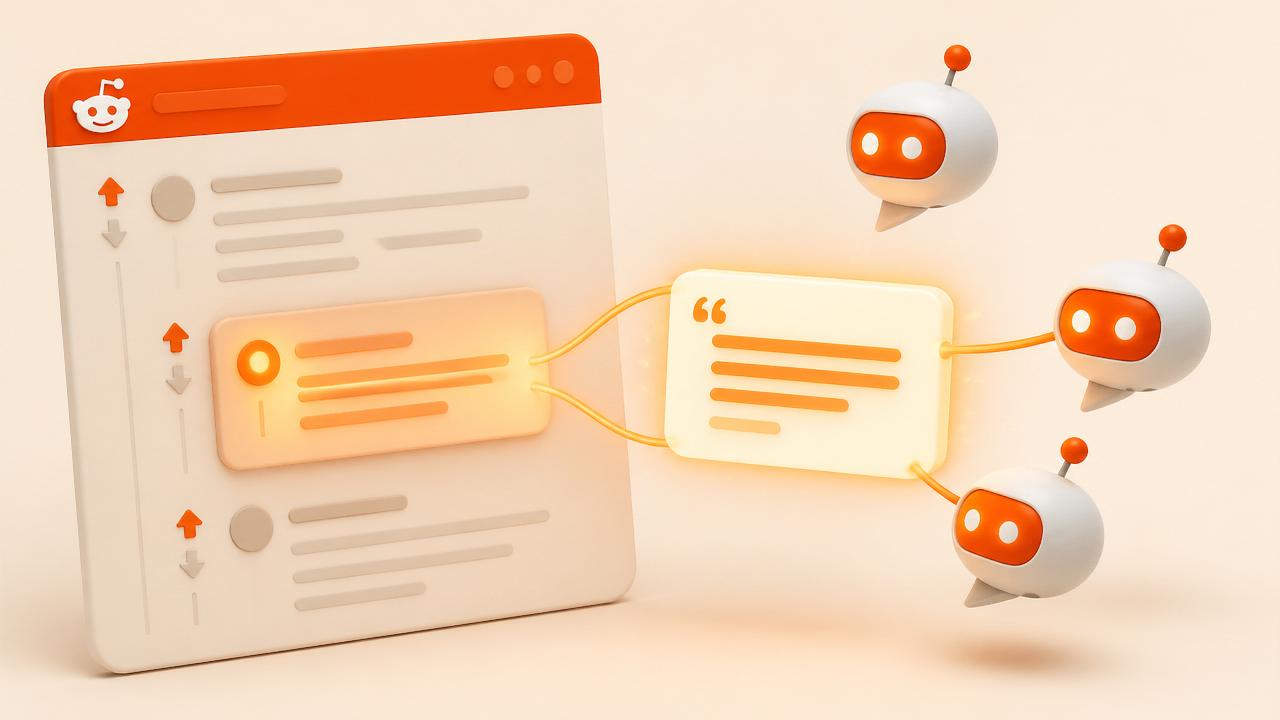 Three AI assistants pulling a quote from a Reddit thread